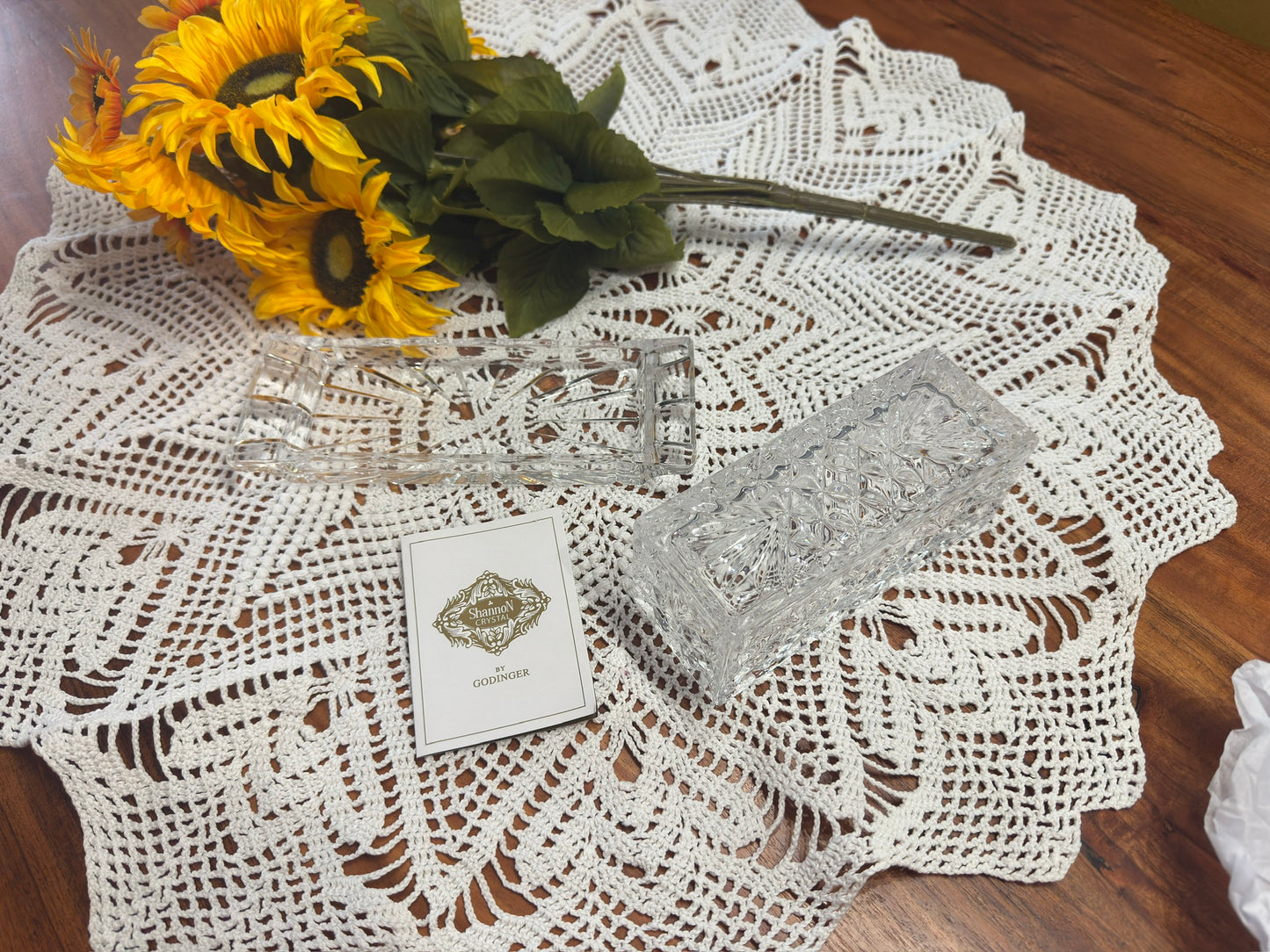 Shannon Crystal Pineapple Etch Butter Dish