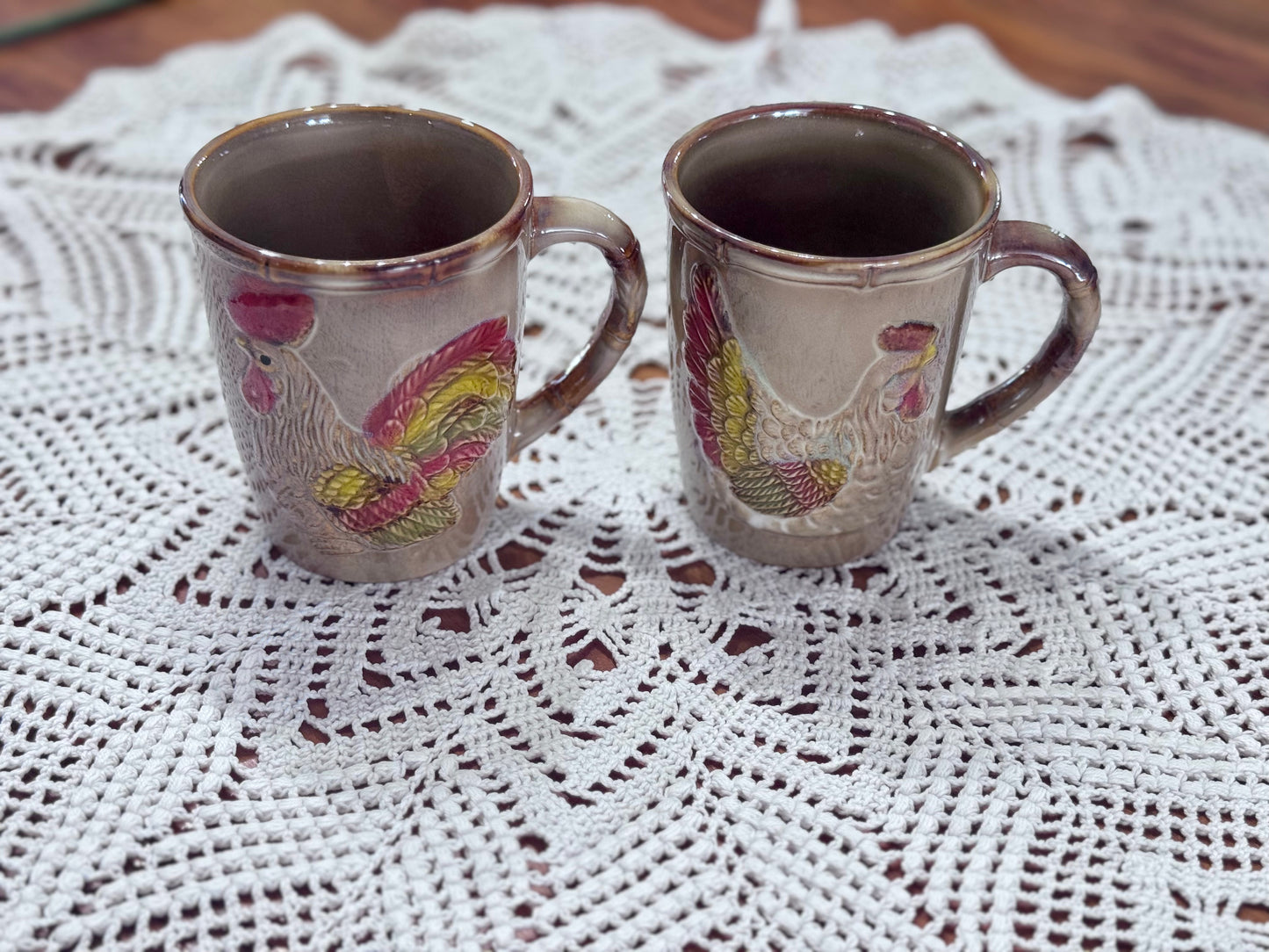 Farmhouse Rooster Hen Coffee Cup Pair