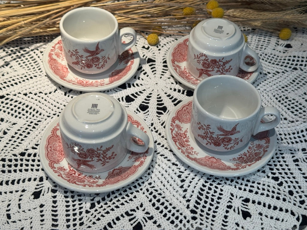 Vintage Royal Doulton Pink Transferware Cup & Saucer Set