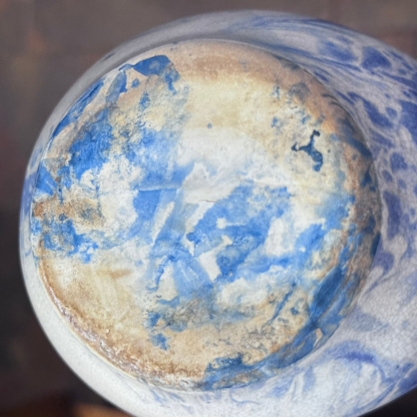 Handmade Ceramic White & Blue Pottery Piece