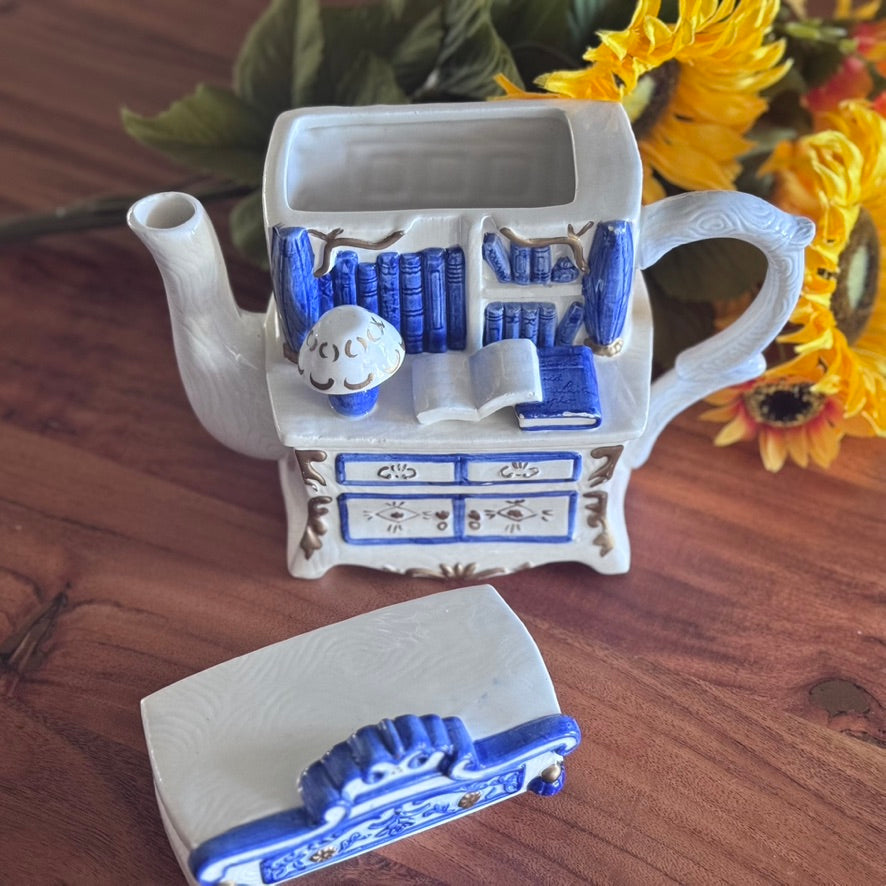 Whimsical Blue Dresser/Wardrobe Teapot