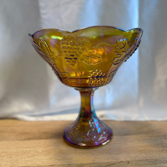 Carnival Glass Stem Bowl