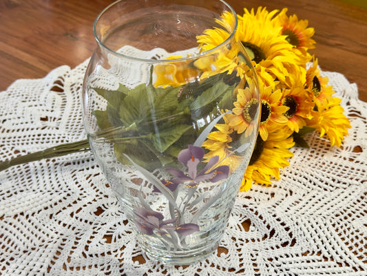 Bohemian Crystalex Glass Iris Vase