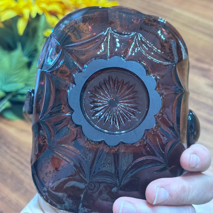 Art Glass Handled Amethyst Basket