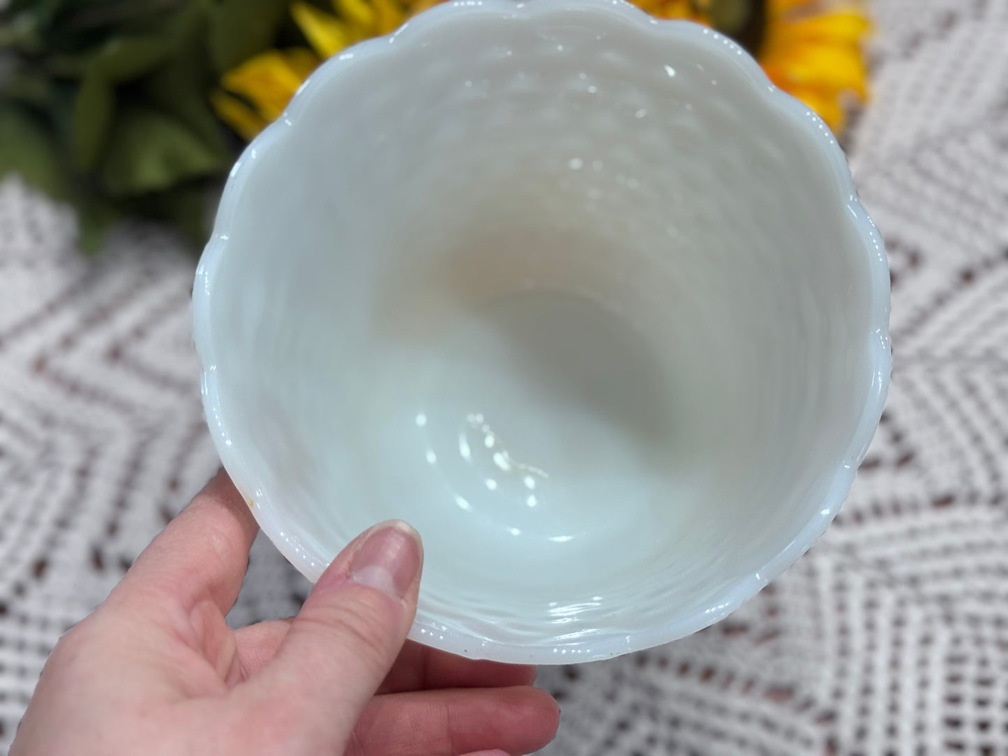Fire-King Milk Glass Hobnail Planter/Vase