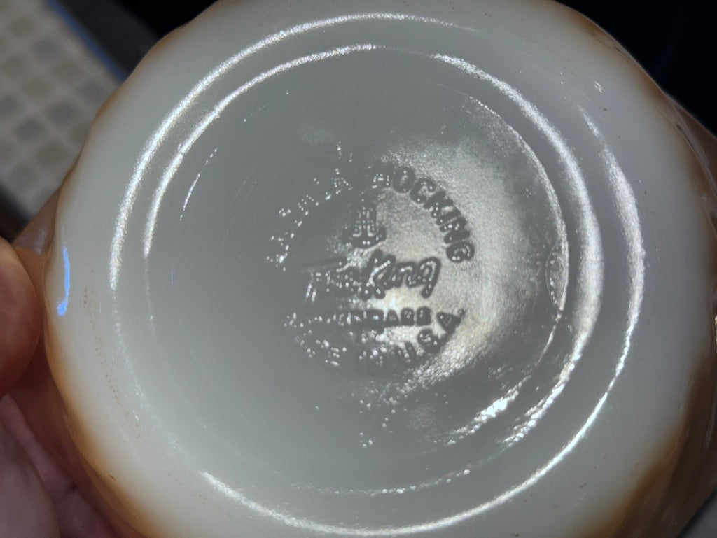 Anchor Hocking Fire-King Small Round Peach Luster Swirl Casserole Ramekin Bowls