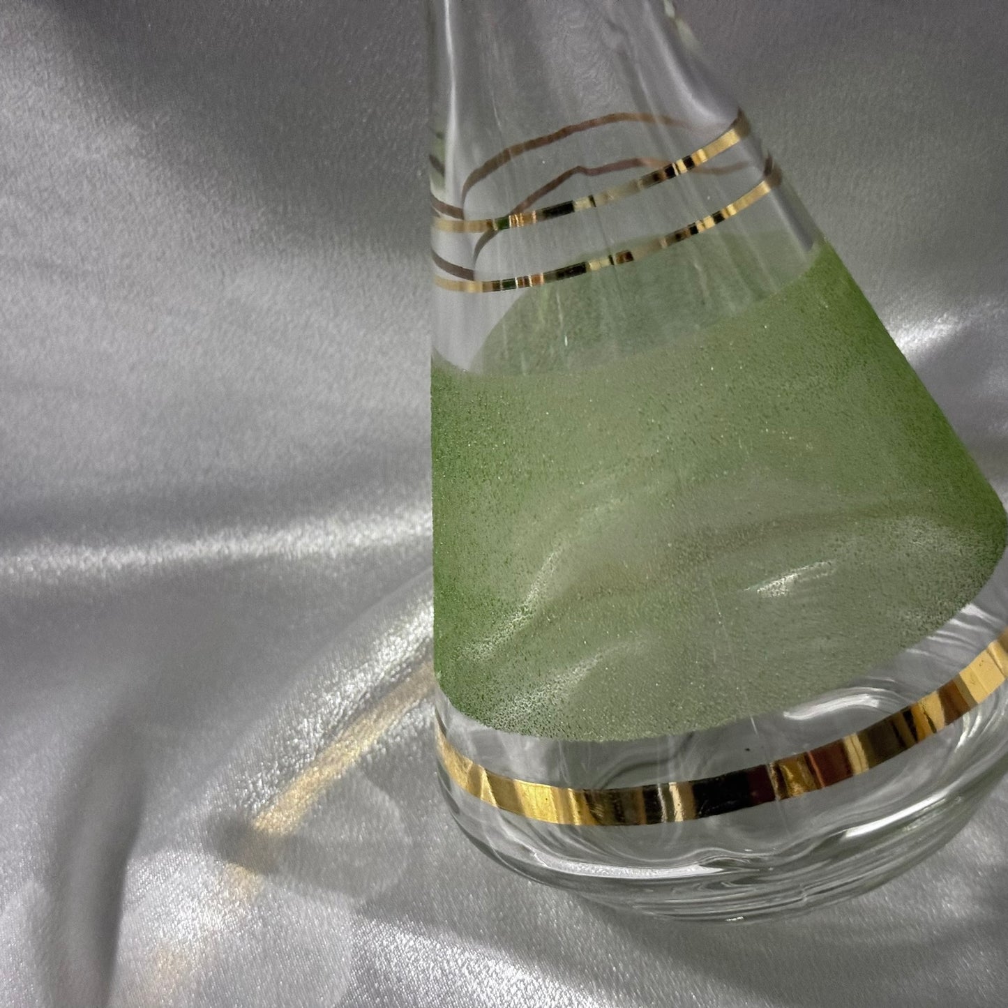 Small Sugar Texture and Gold Stripped Decanter