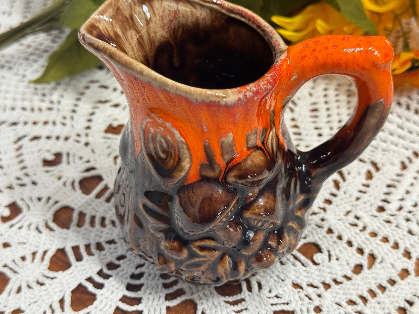 Mushroom Drip Glaze Pottery Pitcher