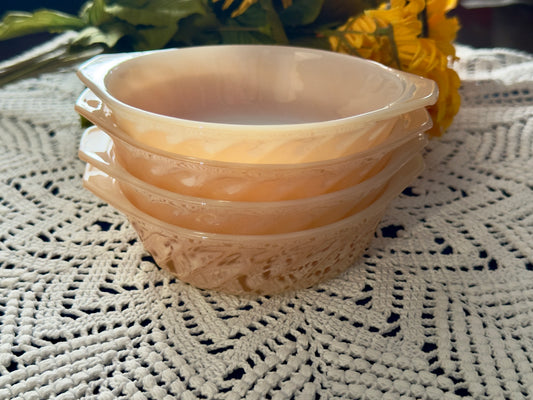 Anchor Hocking Fire- King Peach Luster Swirl Individual Ramekins/Casserole