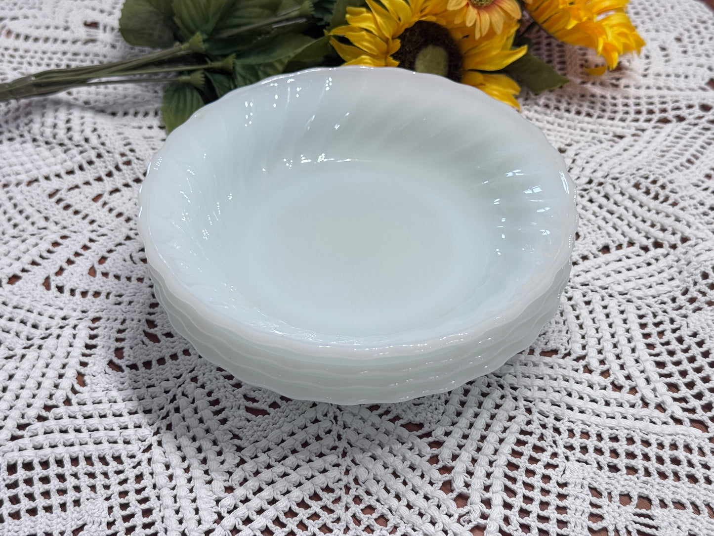 Anchor Hocking Fire-King Milk Glass Swirl Bowls