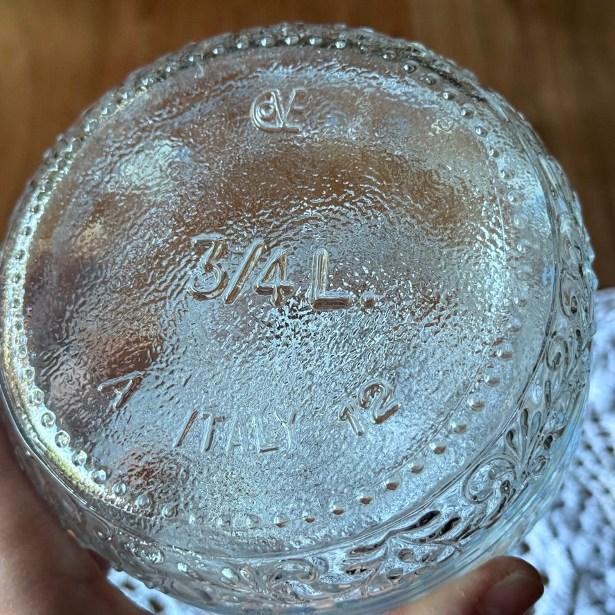 Borgonovo Italy Glass Jar with Geese & Hearts & Yellow Lid
