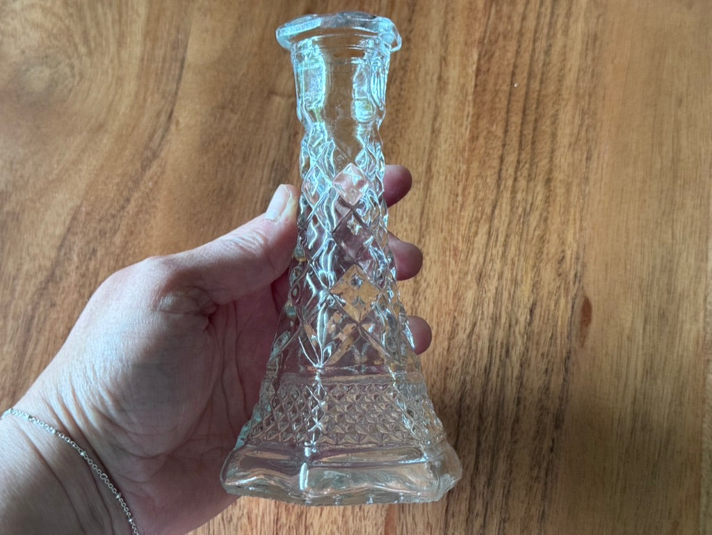 Anchor Hocking Clear Pressed Glass Wexford Pattern Bud Vases