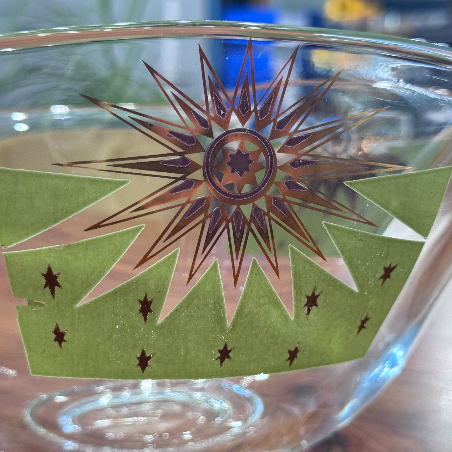 Vintage Green/Gold Sunburst Chip & Dip Set
