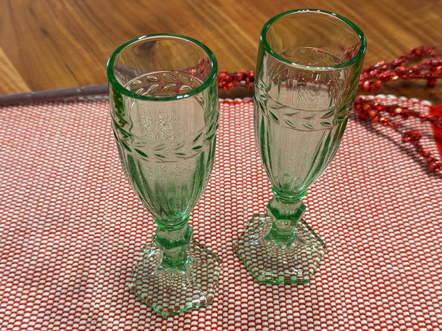 Green Depression Glass Champagne Glasses