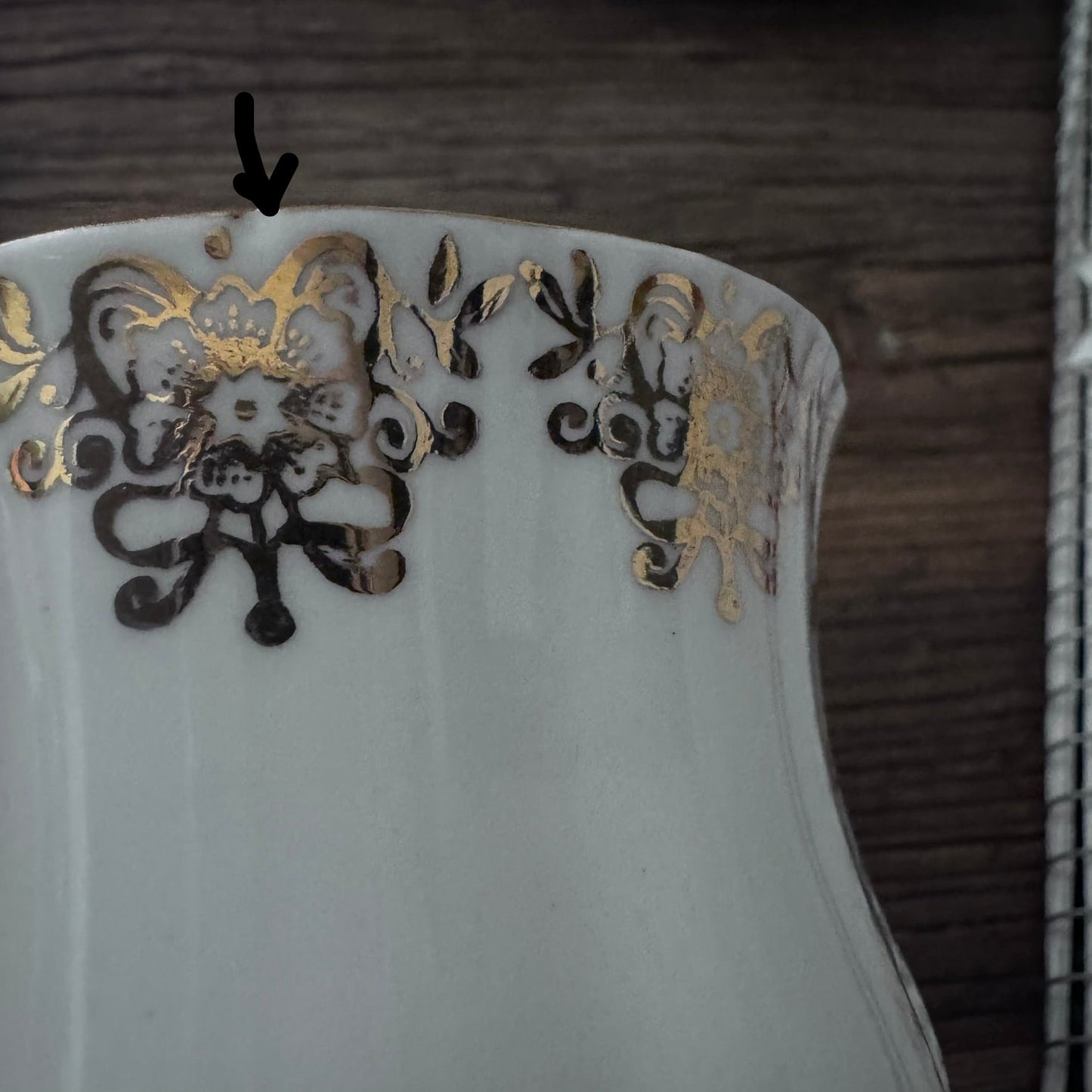 Paragon 'Joyeux Anniversaire' Golden Floral Pattern Teacup and Saucer