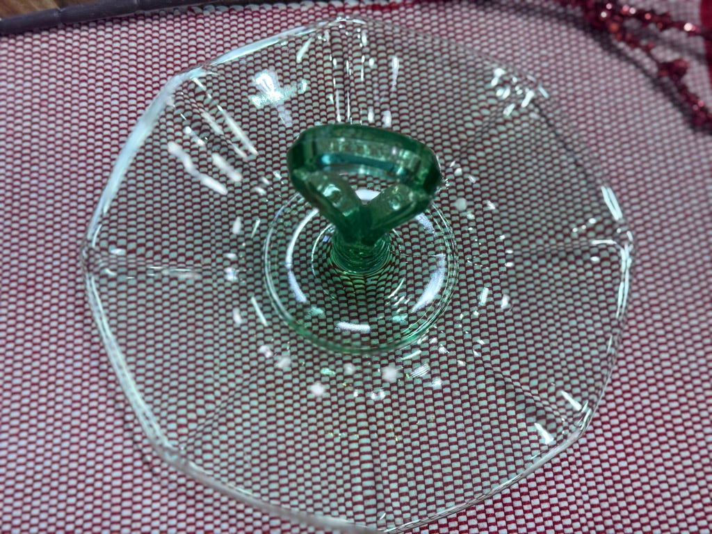 Green Depression Glass Tidbit Dessert Tray