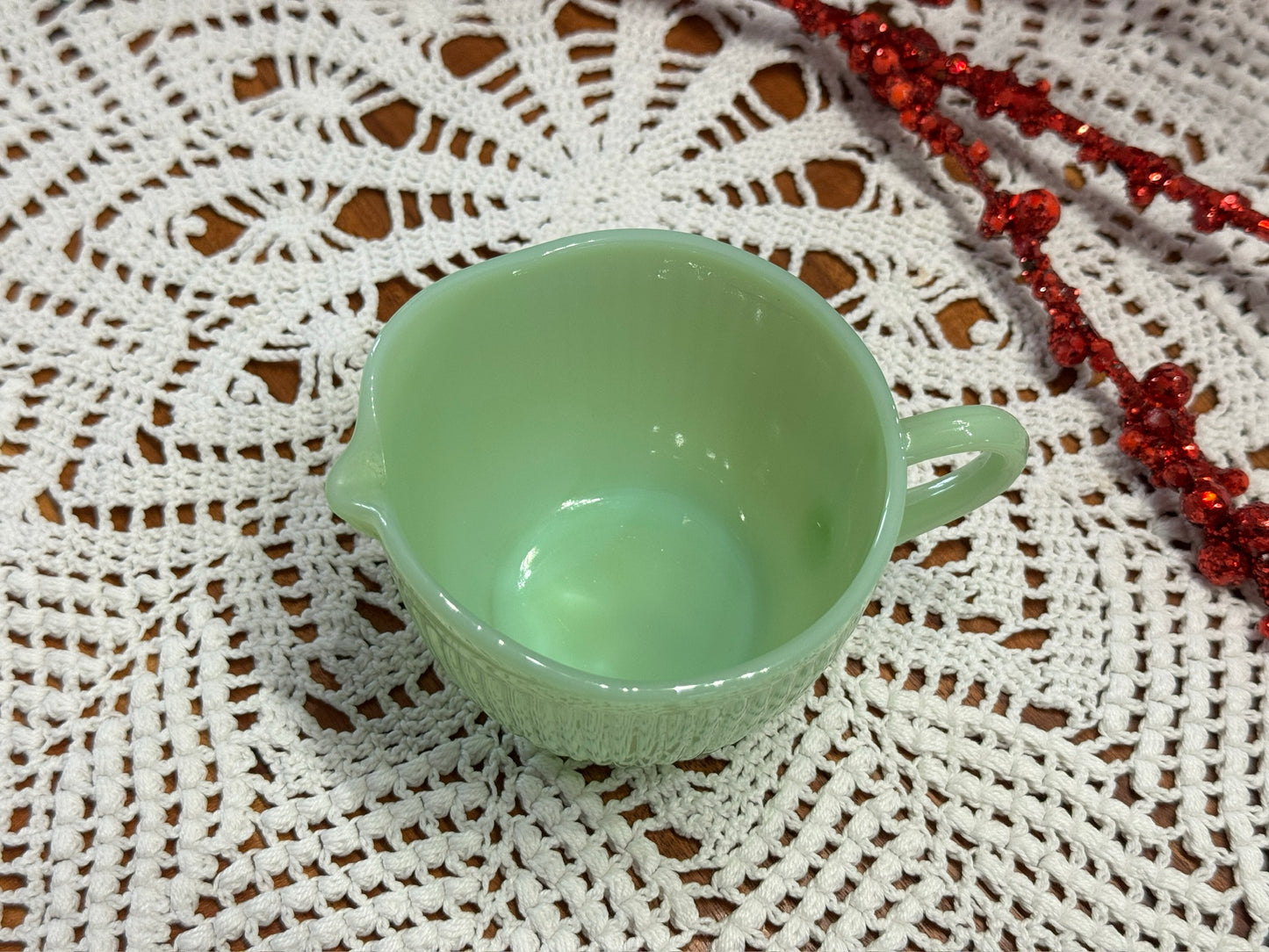 Fire-King Jadeite Jane Ray Creamer