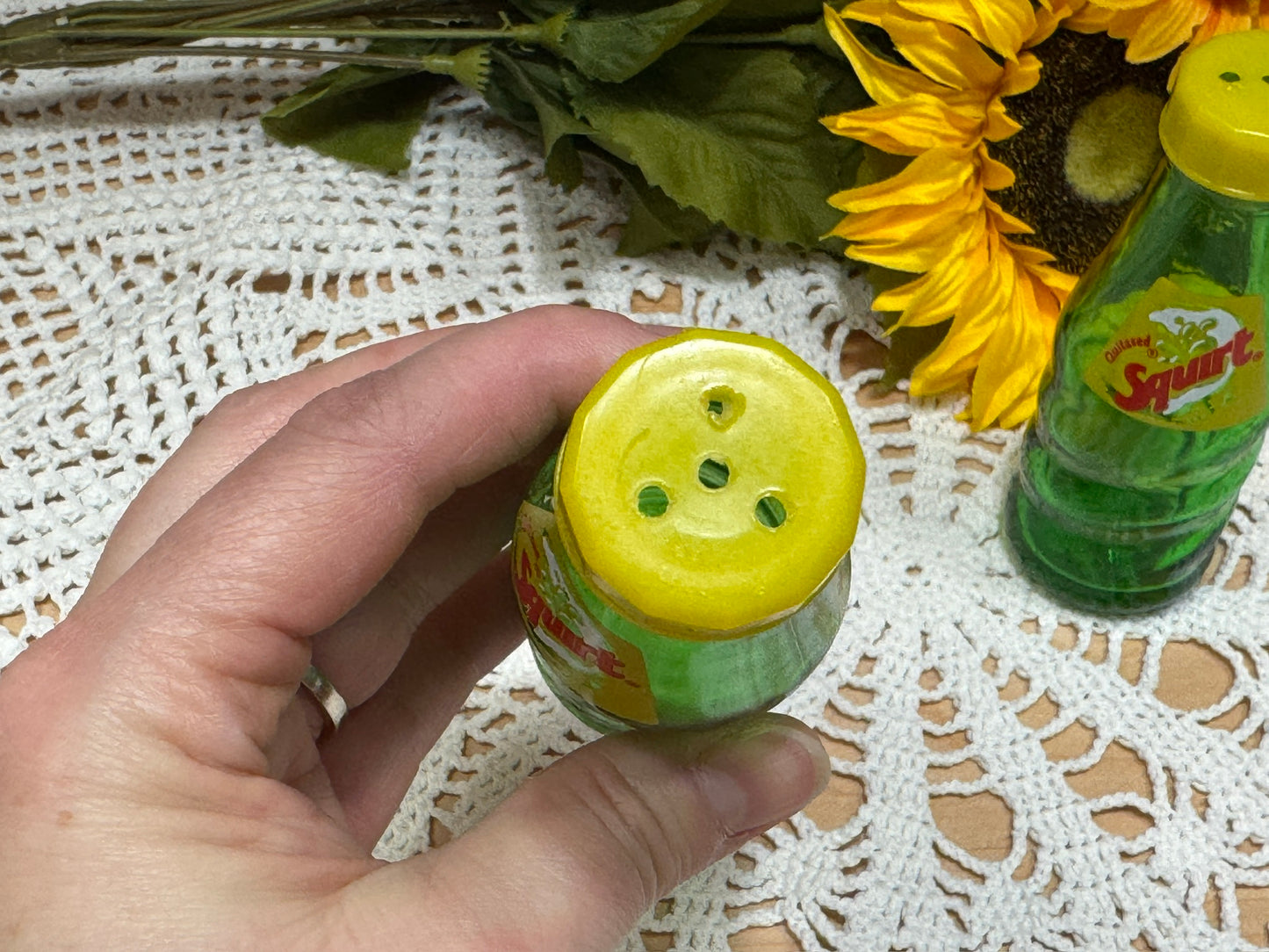 Green Glass 'Squirt' Salt & Pepper Shakers