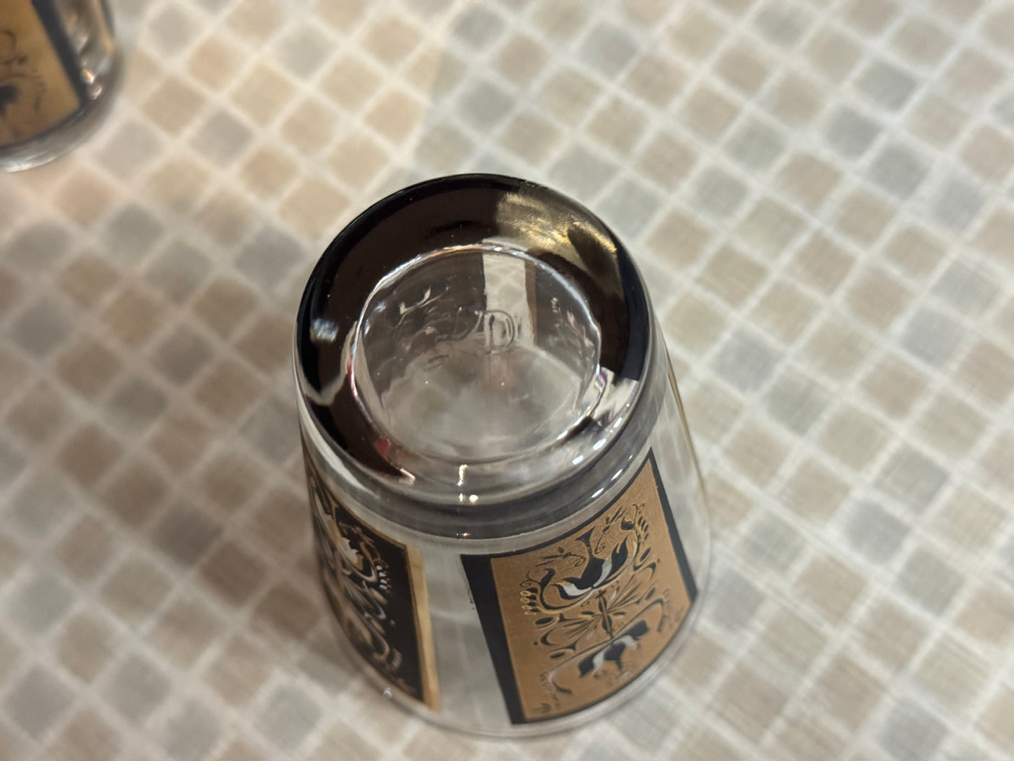 Dominion Glass Black & Gold Tulip Design Drinking Glasses (Set of 6)