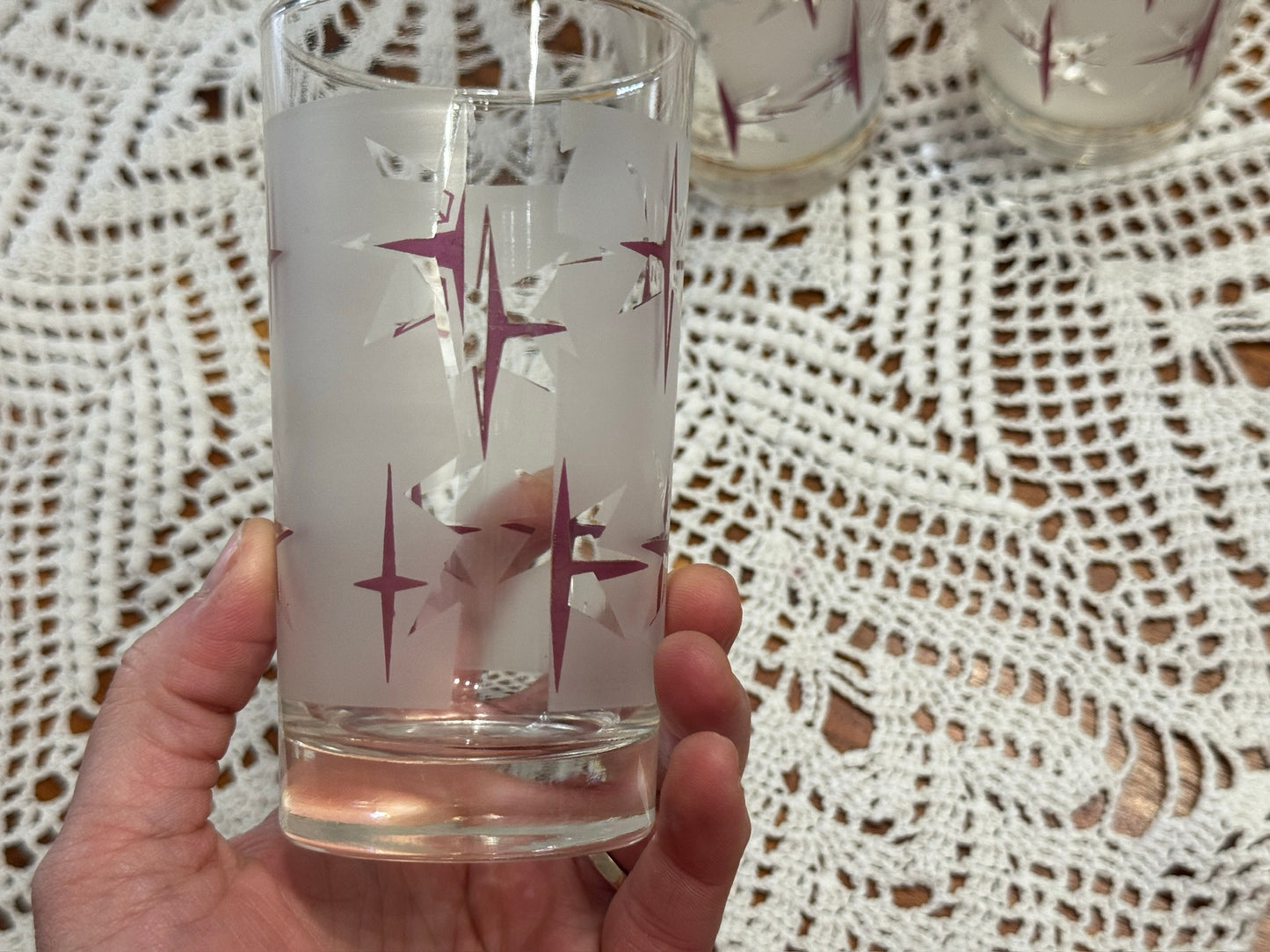 Dominion Glass Purple/Pink & Silver Starburst Drinking Glasses