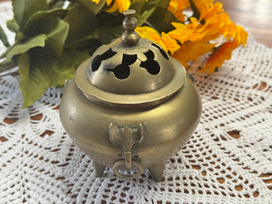 Vintage Lidded Chinese Bronze Incense Burner