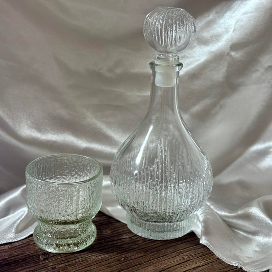 Oberglas Nordic Bark Austria Clear Glass Decanter W/Stopper