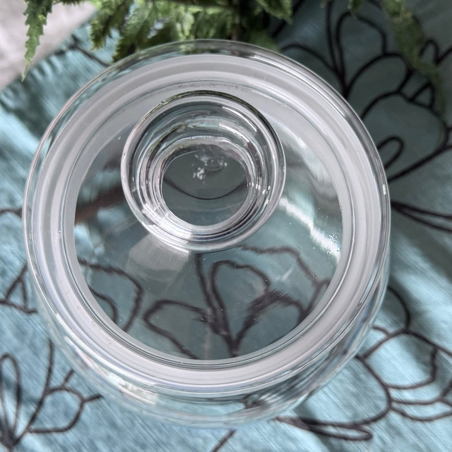 Blue Checkered & Fruit Glass Canister by Palluy