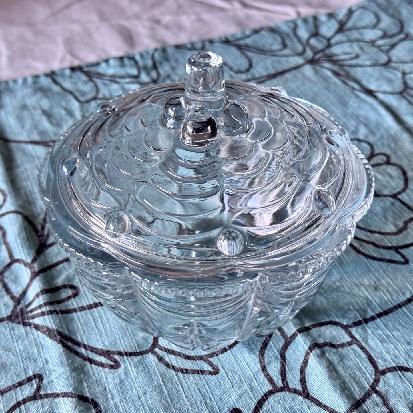 Clear Pressed Glass Candy Dish KIG Indonisia