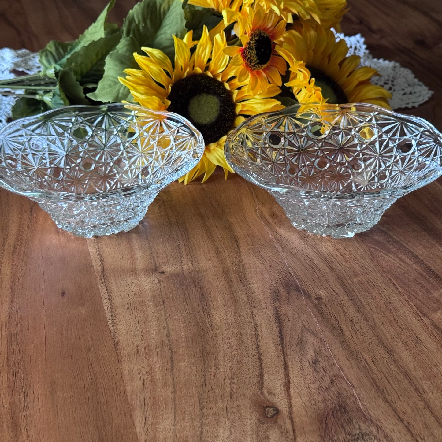 Pressed Cut Glass Serving Bowls