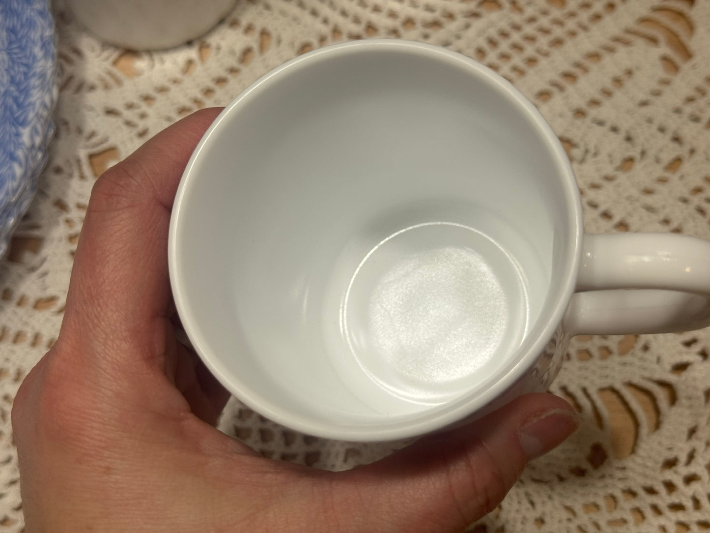 ARC France MSE Milk Glass and Blue Vine Dish Set