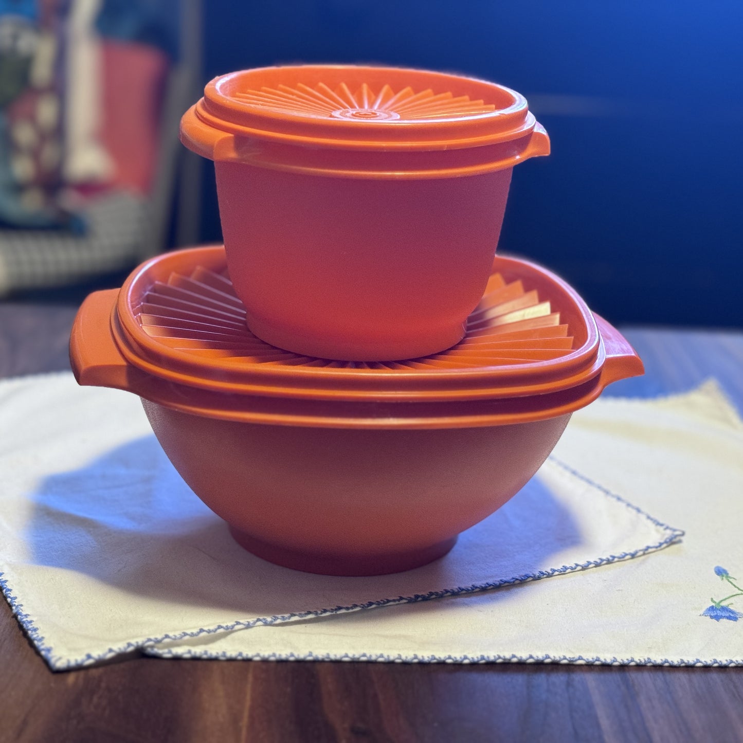 Orange Tupperware Bowls with Lids