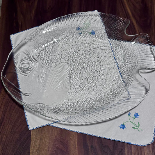 ARCOROC France Large Glass Fish Serving Plate/Platter