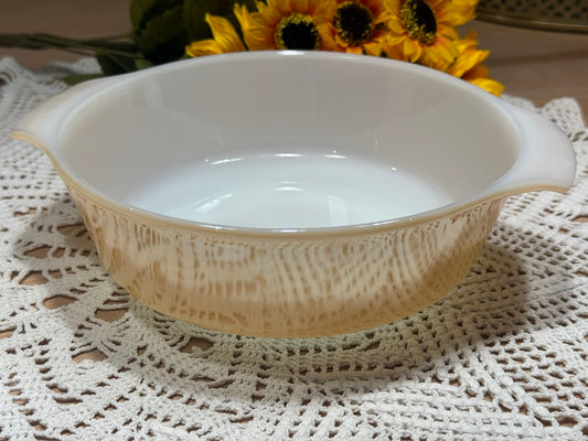 Anchor Hocking Fire-King Milk Glass Peach Lustre Round Casserole Dish
