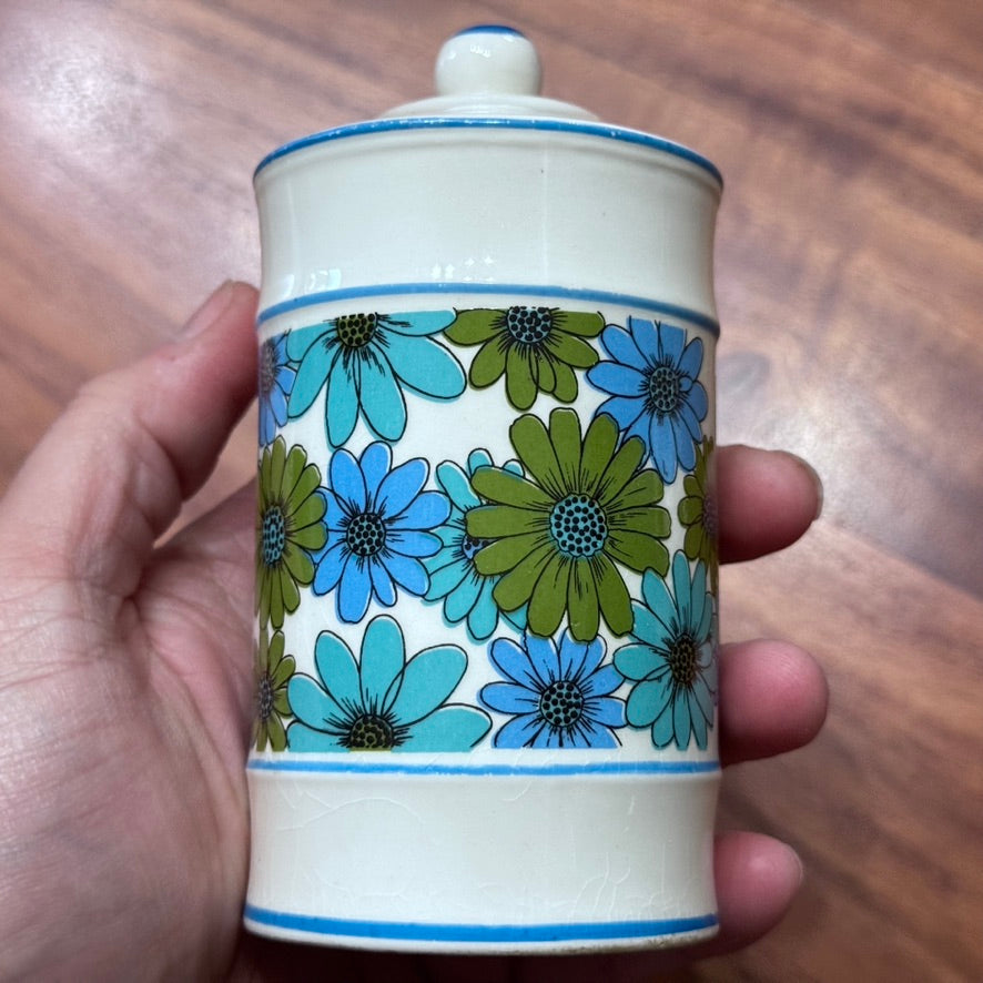 Flower Power Blue/Green/White Salt & Pepper Shakers