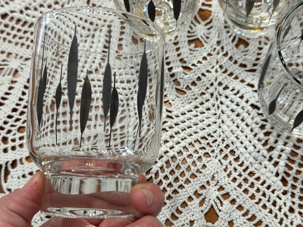 Harlequin Black & Gold Roly Poly Lowball 'Cattail' Drinking Glasses