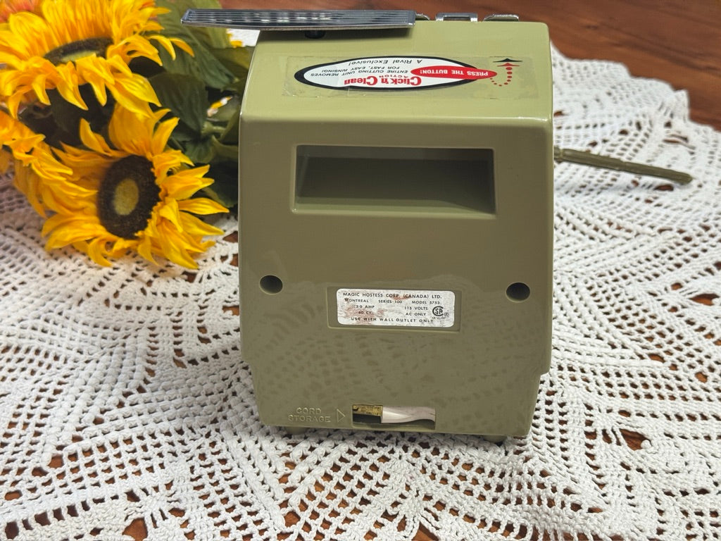 Olive Green Rival "Click n Clean" Electric Can Opener