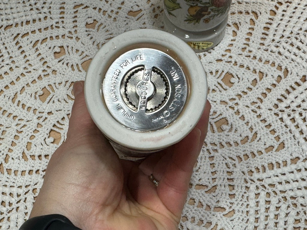 Sears Woodcrest by Styson 'Spice of Life' Ceramic Salt Shaker & Pepper Grinder