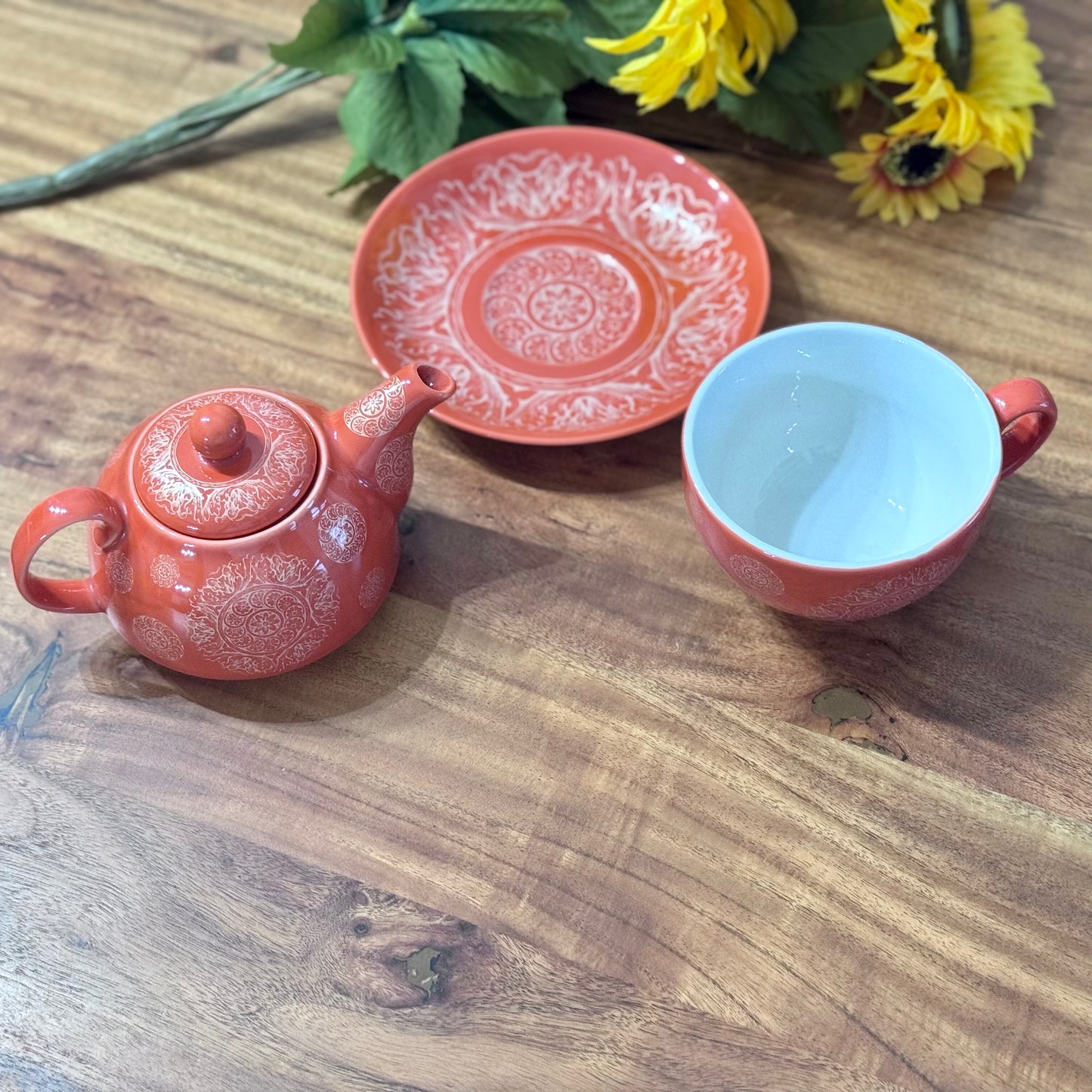 Teaopia Tea For One Orange Tea Set