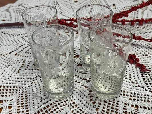 Dominion Glass Etched Floral Drinking Glasses