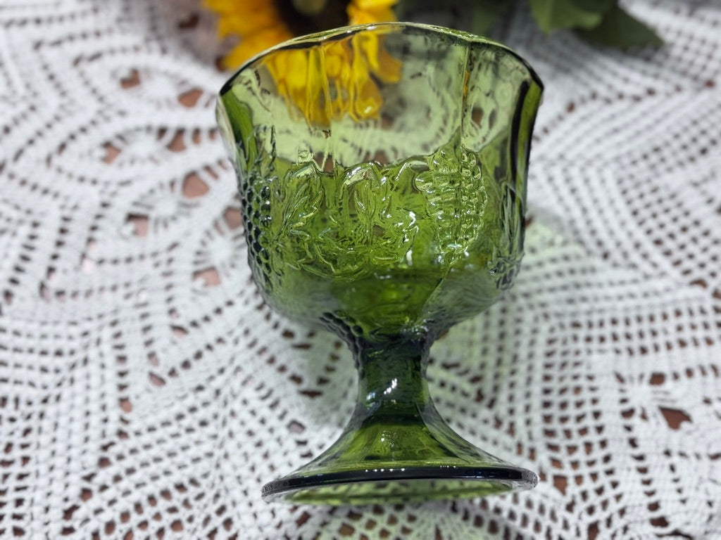Indiana Glass Colony Grape Green Pedestal Bowl