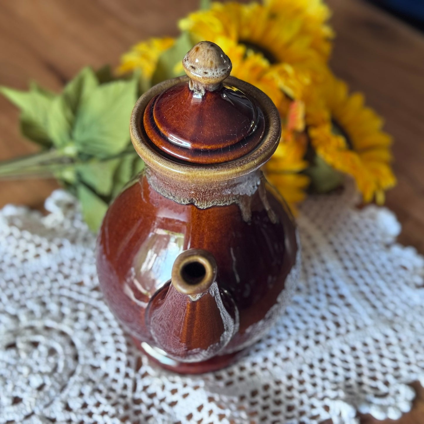 Vintage Brown Drip Glaze Coffee/Teapot
