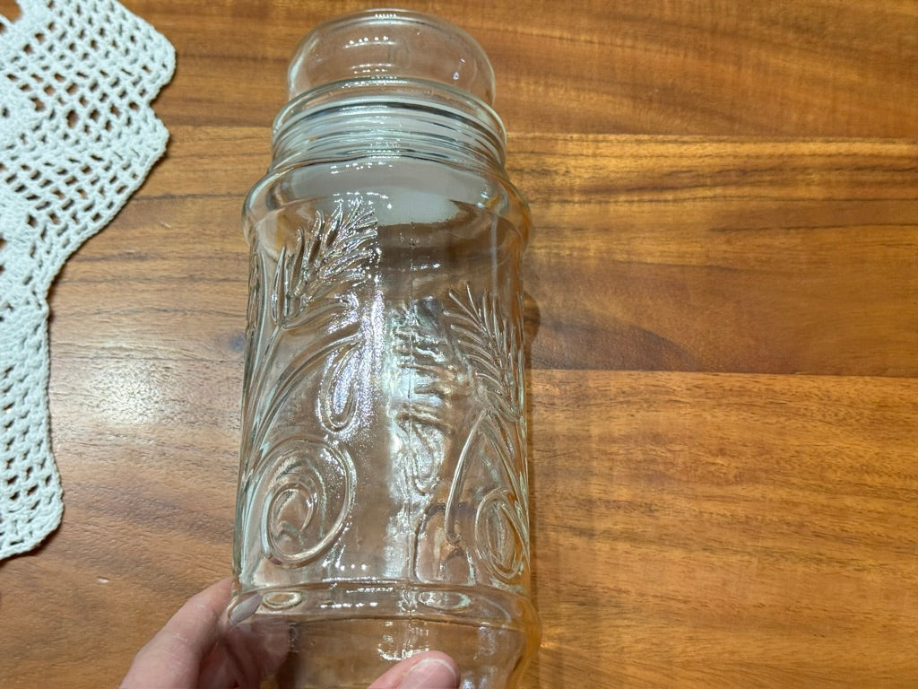 1982 Planters Mr. Peanut Clear Glass Jar Wheat Pattern