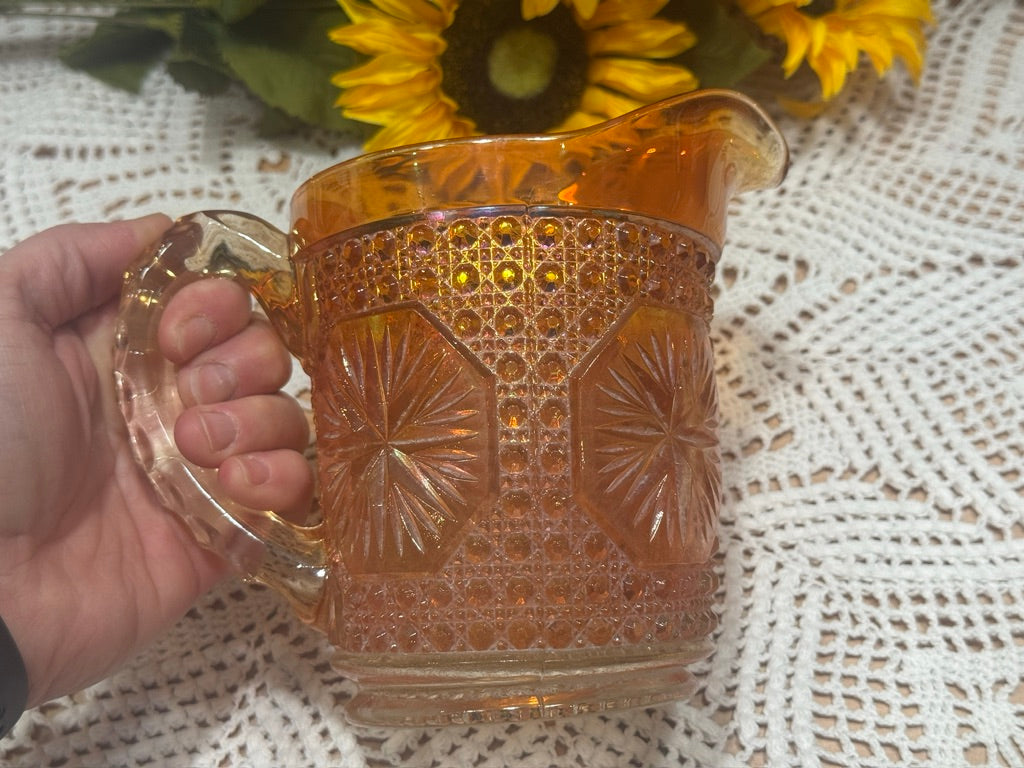 Imperial Marigold Carnival Glass 'Star Medallion' Pitcher