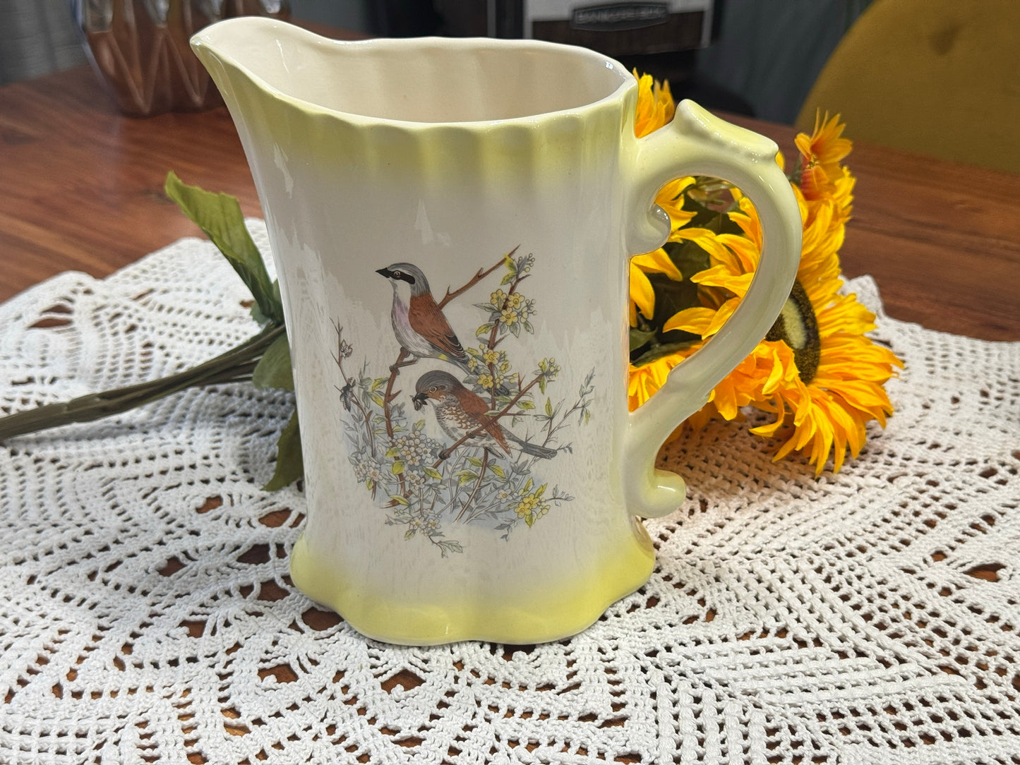 Ceramic Milk Pitcher Bird Motif