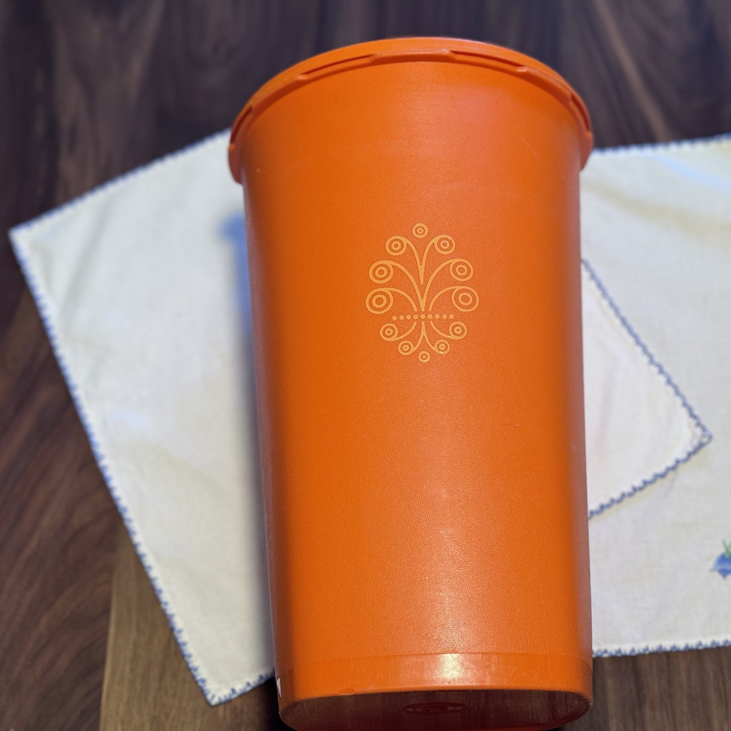 Large Orange Tupperware Canister