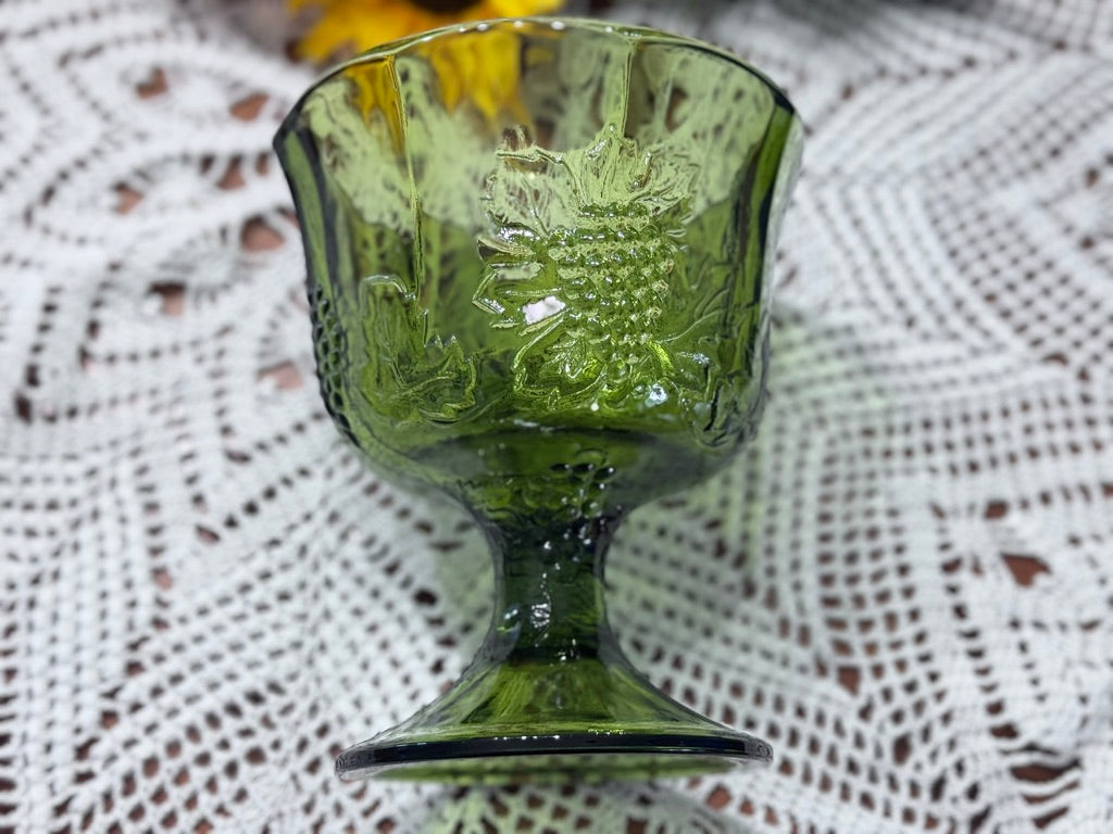 Indiana Glass Colony Grape Green Pedestal Bowl