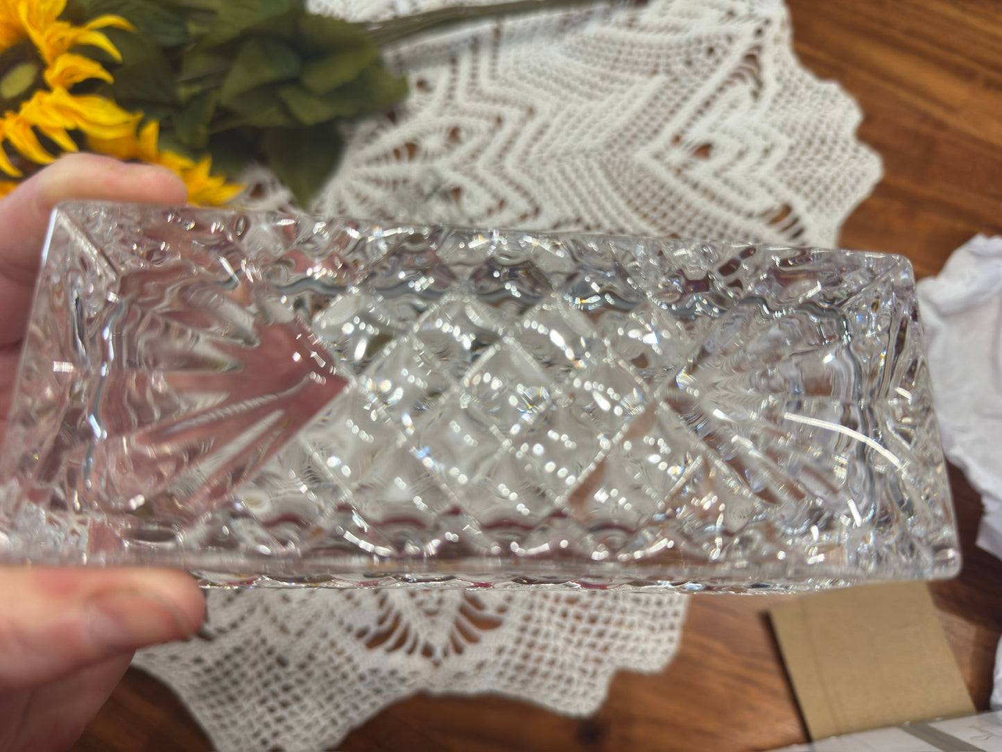 Shannon Crystal Pineapple Etch Butter Dish