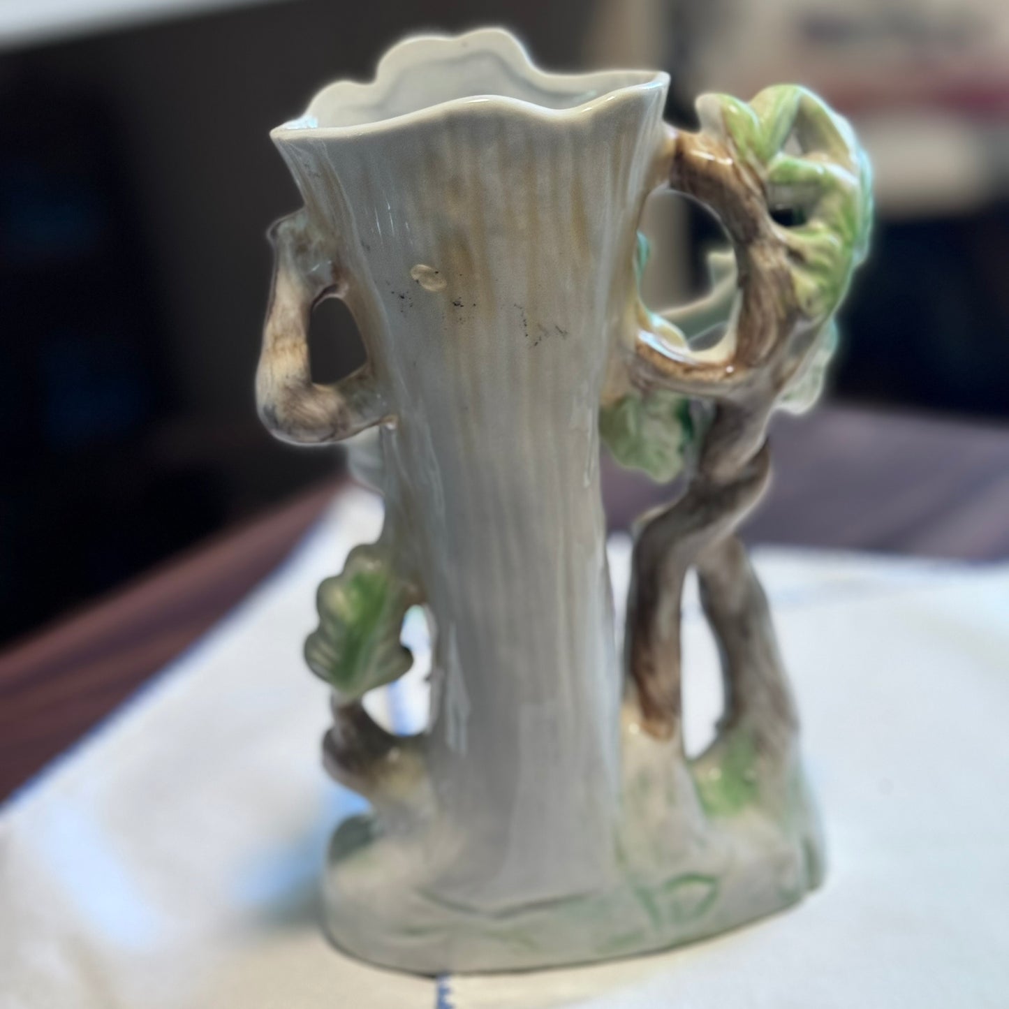 Antique Majolica Man & Lemon Tree Vase