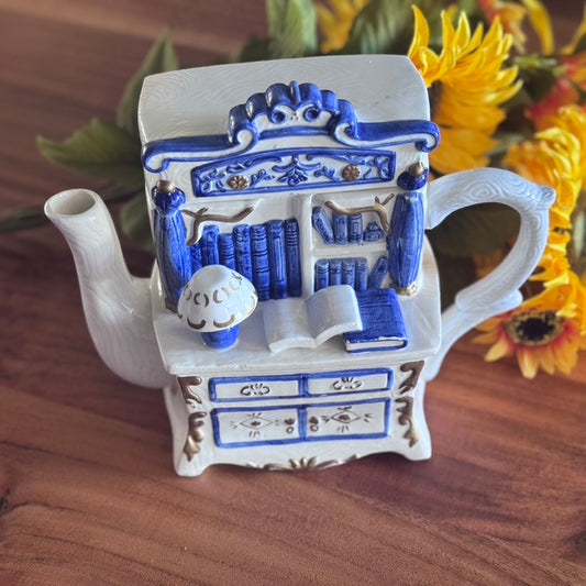 Whimsical Blue Dresser/Wardrobe Teapot