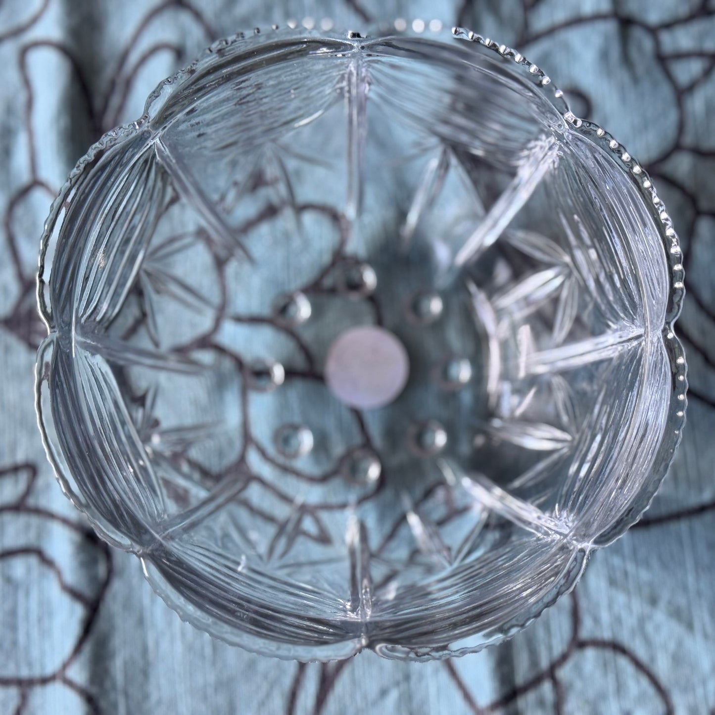 Clear Pressed Glass Candy Dish KIG Indonisia